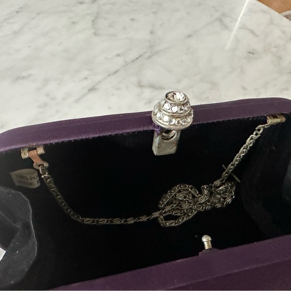 Satin Purple Clutch with strap - Picture 3 of 3